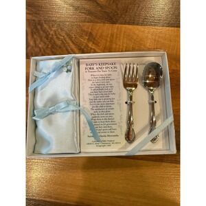 Baby's‎ Keepsake Fork and Spoon Set Stainless Oneida Silversmiths Vintage gift